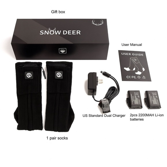 Snow Deer Heated Socks – Black – Size Small (Women’s size 5–6) - Picture 2 of 6